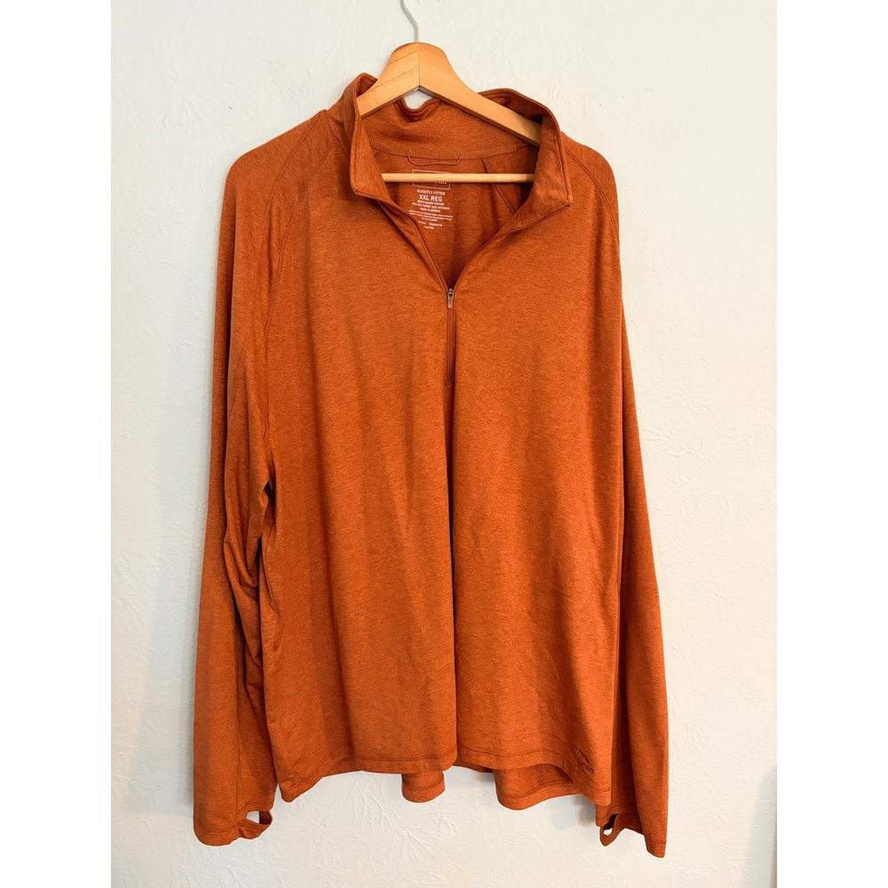 LL Bean Quarter Zip XXL Orange Heathered Thumbhole Active Gorpcore Preppy School